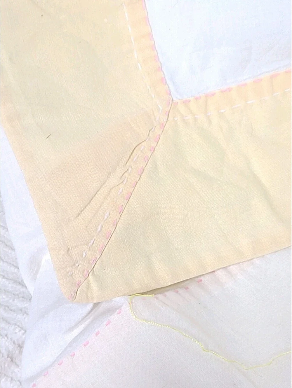 Vintage 1940s Tablecloth Hand Embroidered Art Deco 100% Cotton Summer Quilt Ooak